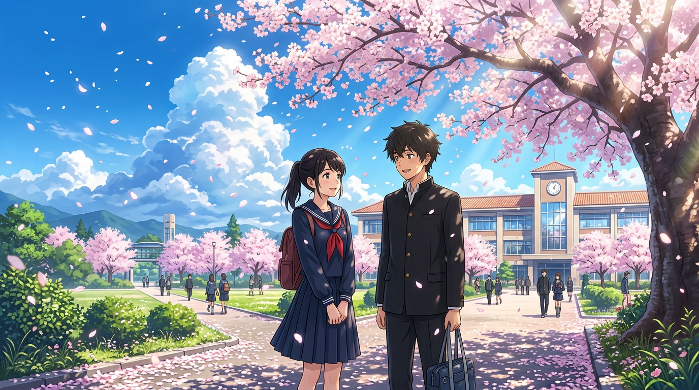 毕业那天的合照,被画成了青春番封面